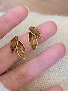 1 par de Aretes de hoja Mori de lujo francés personalizados, simples y elegantes