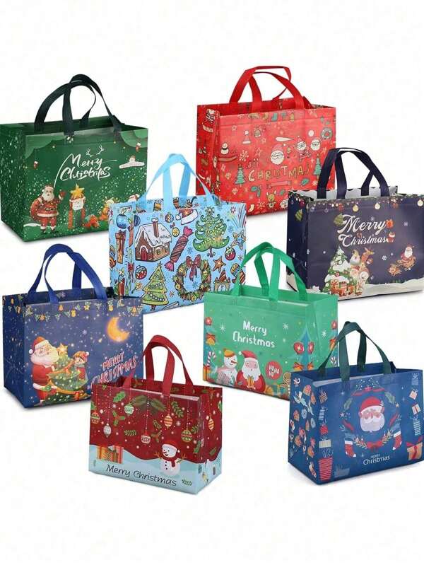 8pcs- Extra Large Christmas Gift Bags, Durable & Reusable Holiday Gift Packaging Solution - Opened Size Approx. Christmas Gift Bags, Christmas Gift Tags, New Year Gift Bags, Gift Wrapping, Gift Box Bags