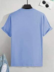 Men's T-Shirt Italia Colors In Line 100% Cotton Shirt Round Neck Breathable Premium Mesh - Màu xanh nhạt - Xem 2