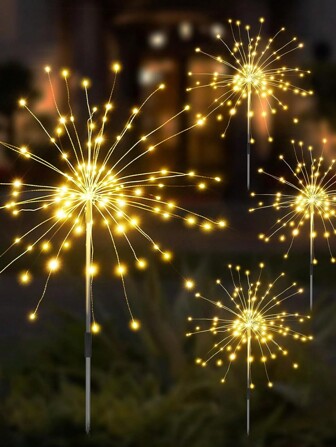 太阳能烟花灯 - 8 种照明模式，IP65 防水，户外节日装饰灯，适用于庭院、草坪、花园、小路 - 太阳能户外照明万圣节圣诞节感恩节
