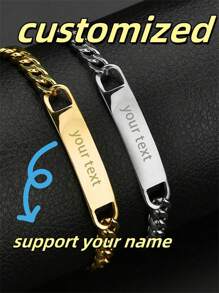 4 pulseiras de casal de aço inoxidável personalizáveis, podem gravar nomes ou datas, presente de aniversário/aniversário, material de volta às aulas