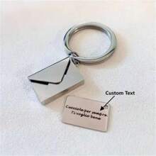 Custom Personalized Text Stainless Steel Envelope Men's Gold And Silver Key Chain, Laser Engraved Engraved Auto Parts Urn Key Chain, Open Envelope Pendant Key Chain, Valentine's Day Christmas Thanksgiving Gift, Wedding Couple Anniversary Gift - Silver - View 1