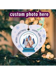 Customize Your Photo Greetings Exclusive Personalized Heart Shaped Ceramic Ornaments Custom Christmas Decorations With Photos And Names Perfect Holiday Gifts And Keepsakes To Enhance The Holiday Spirit And Create Precious Memories Birthday Graduation