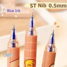 Juego de 12/6/1 bolígrafos de gel con diseño de capibara, bolígrafo de tinta azul borrable y escritura suave, artículos de papelería estéticos, útiles escolares fabricados con materiales plásticos. Bolígrafos de gel retráctiles de capibara con tinta azul y escritura suave y secado rápido, útiles de oficina y artículos escolares para el regreso a clases