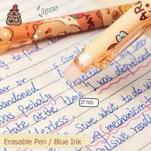 Juego de 12/6/1 bolígrafos de gel con diseño de capibara, bolígrafo de tinta azul borrable y escritura suave, artículos de papelería estéticos, útiles escolares fabricados con materiales plásticos. Bolígrafos de gel retráctiles de capibara con tinta azul y escritura suave y secado rápido, útiles de oficina y artículos escolares para el regreso a clases