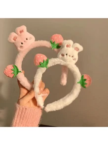 Nuevo diadema de conejo rosa, divertida diadema y coletero - Multicolor - Ver 7