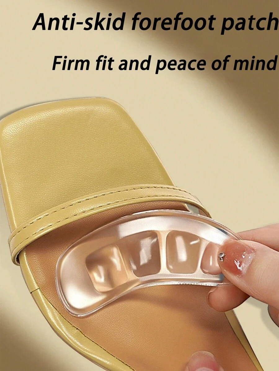 1 Đôi Dép Sandal Trong Suốt Mềm Chống Trượt Tự Dính Chống Trượt Giày Cao Gót Nửa Cỡ Đế Trong Bàn Chân - Trong sáng - Xem 1