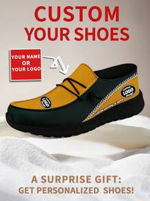 1 Pair Green Bay Baseball Name Custom Loafer Shoes, Personalized Name Loafer Shoes, Custom Name Thick Sole Loafers Of E-TPU, Personalized Loafer Shoes, Name Loafers, Personalized Loafer Shoes For Women And Men, Unique Loafer Shoes - Black - View 1