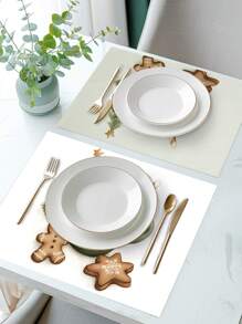 4pcs/Set Christmas Tree, Gingerbread Man, Topping Star, Coffee Pattern Print Placemats, Modern Polyester Fiber Kitchen Dining Table Decor Fabric Placemats, Suitable For Dining Room And Kitchen - Multicolor - View 5
