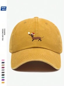 Christmas Embroidered Dachshund Dog Unisex Baseball Cap, Adjustable, Breathable, Comfortable, Youth Gift, Lightweight Dad Hat, Suitable For Everyday, Street, Party, Clothing Accessory, Ideal Gift For Family And Friends - A - View 19