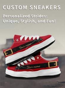 1 Pair Christmas Belt Holiday Gift Custom Low Top Sneakers, Personalized Christmas Name Sneakers, Custom Christmas Gift Thick Sole Sneakers, Personalized High Top Canvas Shoes, Belt Name Sneakers, Personalized Sneakers For Women And Men, Personalized Sports And Casual Shoes, Christmas Gift For Mom/Dad/Her/Him/Girlfriend/Boyfriend/Wife/Husband/Friend