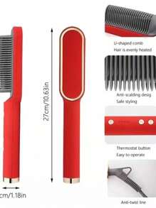 Anion Hair Pro 3 In 1 Straightening Brush, Hair Dryer, Flat Iron And Curling Iron Bivolt - 彩色 - 查看 2