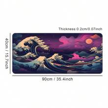 大型游戏鼠标垫，防滑橡胶底座，精准包边 - 长方形 - 橡胶材质 - 炫酷波浪纹桌面垫，适用于电脑和电竞游戏，可水洗，返校季游戏鼠标垫，桌面配件，办公用品，办公桌配件，鼠标垫，桌面鼠标垫 - 夕陽 - 查看 11