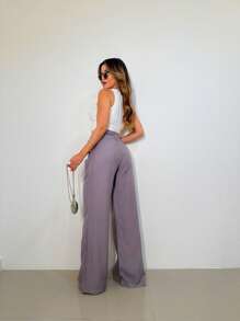 ADD MODA FEMININA EIRELI- H946 Women's Palazzo Pants, High Waist, Palazzo Pants, High Waist, With Side Pockets, Romantic Fabric, Flare, Bell Bottom, Wide Leg, Sweatpants, Pants With Belt, Women's High Waist Jeans With Lycra Cotton Polyester Elastane, Premium Black Skinny Women's High Waist Pants With Lycra Elastane Black Jeans Black Twill Pants Women's Skinny Crepe Mesh Pants With Lined Belt High Waist Slim Quality, Women's Pants, Tailoring, Pantyhose, Crepe Pants, Jeans, Jogger, Denim Jacket, Linen, Women's Wide Leg Palazzo Pants, Monsca Zipper, Women's High Waist Jeans Up To The Navel With Elastane Lycra Women's Clothing, Wide Leg Pants, Duna With Button Trend, Duna Social High Waisted Palazzo Pants With Elastic Loop Zipper And Button, Does Not Contain Lining, Women's Palazzo Pants With Pocket High Waist Super Fashion, Modal, Social, Elegant, Social, Blogger, Butt Lifter National Shipping, New Collection 2024 - 灰色 - 查看 2