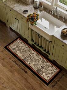 1pc Black Edged Brown Frame Plaid Pattern Kitchen Mat, Silica Gel Cushion Anti-Fatigue Floor Carpet, Absorbent Kitchen Rug And Mat, Simple Silica Gel Soft Rubber Floor Mat For Kitchen, Bathroom, Entryway, Laundry Room - Mocha Brown - View 15