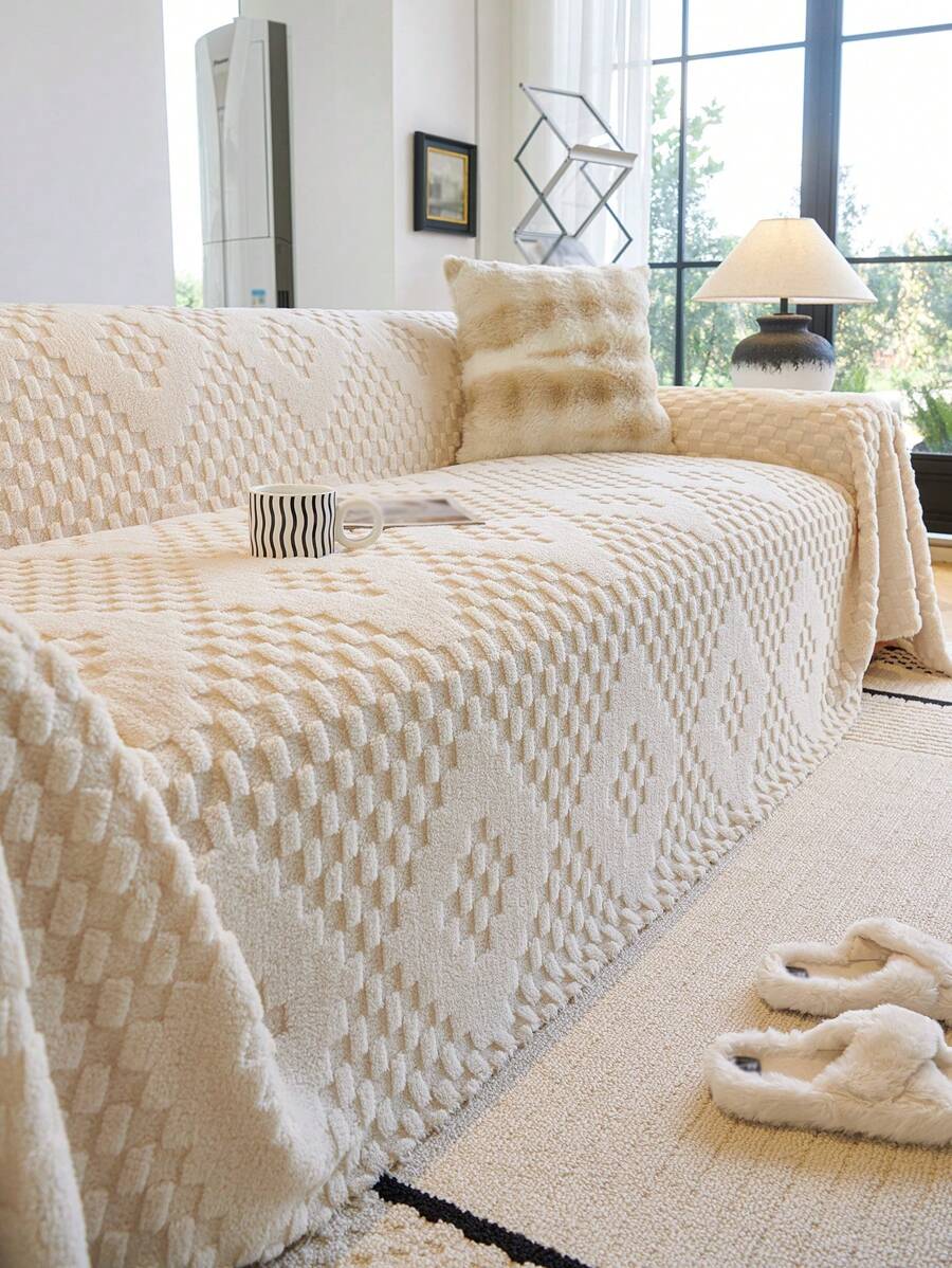 1 Vỏ bọc ghế sofa lông cừu mềm mại mùa đông, 1234 chỗ ngồi, Chống bụi bẩn cho thú cưng, Phong cách hiện đại, Vỏ bọc bảo vệ ghế sofa toàn diện, Sử dụng cho mọi mùa, Vỏ bọc chống bụi cho đồ nội thất - Màu be - Xem 1