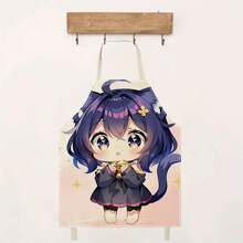 1PC Tạp dề vải lanh họa tiết 3D hình cô gái cổ điển dễ thương dưới chiếc ô dành cho người nấu ăn tại nhà, mặc nhà bếp và những người đam mê nấu ăn - Nhiều màu - Xem 11