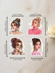 16 pezzi di adesivi di personaggi rurali europei e americani alla moda con capelli ricci, per bricolage, scrapbooking, album, organizer, diari, articoli di cartoleria vintage, per laptop, valigie, pareti, frigoriferi, auto e borracce. Torna a scuola