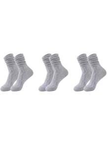 3 Pairs Of Diabetic Crew Socks Non-Binding, Men's And Women's Loose Socks, Wide Top Socks, Breathable, Moisture Absorption, Fall - Multicolor - View 5