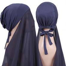 1 pièce Hijabs prêts à porter instantané, foulard à capuche en mousseline de soie de couleur unie pratique pour femmes, accessoires de abaya à porter quotidiennement sous un bonnet voilé