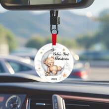 Ciondolo commemorativo "First" con grafiche di orso e luna in acrilico, decorazione regalo, regalo perfetto, souvenir speciale, decorazione per la casa, decorazione per la camera, decorazione per la parete - Multicolore - Visualizzare 4