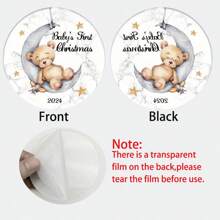 Ciondolo commemorativo "First" con grafiche di orso e luna in acrilico, decorazione regalo, regalo perfetto, souvenir speciale, decorazione per la casa, decorazione per la camera, decorazione per la parete - Multicolore - Visualizzare 7
