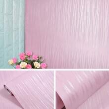 ucdfi 1 rolo de papel de parede autoadesivo de PVC removível para decoração de casa, textura rosa fosca, removível e colante, papel de parede autoadesivo, papel de parede de fundo para cozinha, decoração de casa, reforma de quarto de menina, painéis de parede removíveis para renovação, papel de parede, papéis de parede, itens de decoração de primavera para renovar sua casa, adesivos de decoração Rama - Rosa - Ver 6