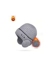 Thick Thermal Lined Beanie Hats, Unisex Solid Color Knitted Hat, Winter Warm Ear Protection Caps For Men, New Design Winter Hat