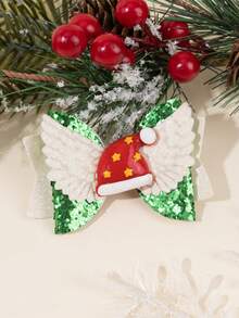 1 件闪光圣诞发夹，闪亮雪花装饰发夹，鳄鱼夹，圣诞派对庆祝用品，儿童青少年发饰，节日礼物 - 彩色 - 查看 8