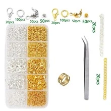 480 pièces Kit de pinces à homard, pinces à becs, anneaux de homard, anneaux de saut et fermoirs - perles de positionnement de chaîne à queue. Kit de bijoux pour la fabrication de bijoux faits main, colliers, bracelets, boucles d'oreilles, réparation de colliers
