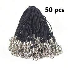 1 Pack Of 10/30/50/100/200pcs Multi-Color Black Hanging Cord, Lanyard, Lobster Clasp, Keychain, Phone Charm, Jewelry Accessories - Black - View 15