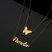 Dây chuyền mặt hình con bướm bằng vàng sang trọng, thời trang và đa năng, tùy chỉnh theo tên, thanh lịch và gợi cảm, món quà tuyệt vời cho bạn bè, gia đình, sinh nhật, kỷ niệm, ngày lễ, trang phục dự tiệc và phụ kiện du lịch - Vàng - Xem 5