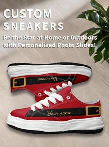 1 Pair Christmas Belt Holiday Gift Custom Low Top Sneakers, Personalized Christmas Name Sneakers, Custom Christmas Gift Thick Sole Sneakers, Personalized High Top Canvas Shoes, Belt Name Sneakers, Personalized Sneakers For Women And Men, Personalized Sports And Casual Shoes, Christmas Gift For Mom/Dad/Her/Him/Girlfriend/Boyfriend/Wife/Husband/Friend