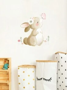 1pc Cartoon Rabbit Pattern Wall Sticker, Cute PVC Self Adhesive Wall Art Decal, For Home Decor, Stickers, Wall Decal, Vinyl Decal For Home Decorations, Spring Decoration Items Refresh Your Home, Rama Decoration Stickers - Multicolor - View 7