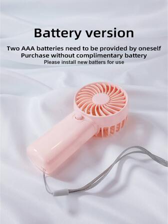 1pc Mini Handheld Fan With AAA Battery (Battery Not Included), Comes With Lanyard, Suitable For Back To School Season