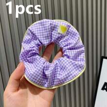 1/5pcs Plaid Hair Scrunchies Hair Ties For Girls Valentine's Day Valentines Ponytail Holders ,Head Piece