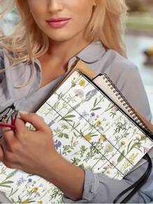 Stilvoller Blumen-Leinwandbuchteinband mit Reißverschluss, waschbar für 11.8" X 9" Lehrbücher und Taschenbücher, wasserabweisend und leicht zu reinigen, Rückkehr zur Schule, Schulmaterial - Verschiedenfarbig - Übersicht 5