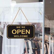 1PC Open Signs Double Sided Open Closed Sign Business Hours Sign Hanging Business Open Sign With Rope Hours Of Operation Sign For Business Walls Window Shop Bar Hotel,Home Decor ,Room Decor,Wall Decor Gifts Birthday Graduation - A - View 4