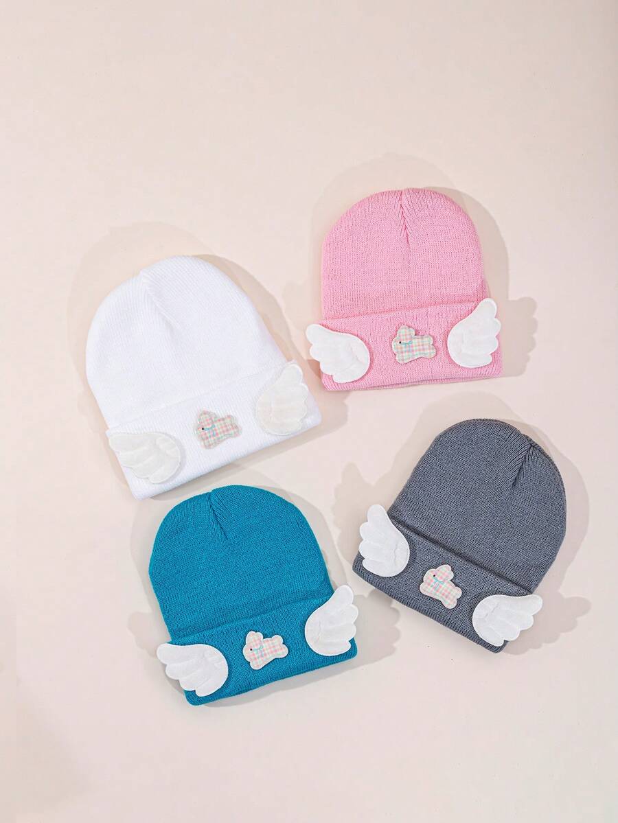 1pc Cute Cartoon Rabbit Ear Knitted Cap For Baby, Unisex Infant