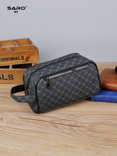 saroxi Men's Large Capacity Clutch Bag, Casual Fashion Wristlet Handbag, Portable And Lightweight, Suitable For Work, Travel, Commuting, Minimalist Black Color, Great Gift For Husband, Boyfriend, Men Gifts For Men Pouch Christmas Bags