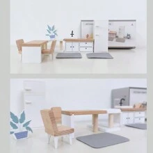Accessoires pour maison de poupées - Mobilier imitant le miniature, ensemble DIY, mini cuisine, salon, chambre, salle de bain, villa en bois, accessoires de cuisine, cadeau d'anniversaire/Noël, scène de jeu micro-alimentaire, décoration de meubles miniatures - Multicolore - Voir 13