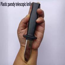 1pc Retractable Fake Knife Magic Trick Prop, Realistic Appearing Collapsible Knife For Prank - Black - View 4