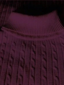 Men's Slim Fit Turtleneck Sweater, Soft Ribbed Knitted Patterned Long Sleeve Casual Base Layer