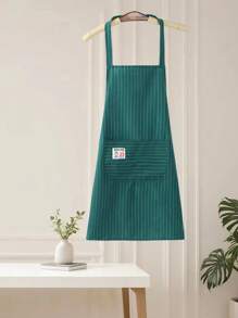 Delantal de atar al cuello a rayas con 2 bolsillos prácticos, lavable a máquina, apto para chefs, jardineros, entusiastas de la cocción y el asado para uso diario