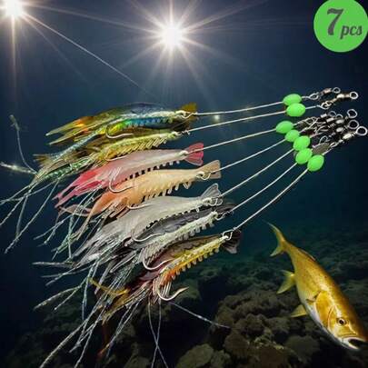 7pcs Realistic Shrimp Lure For Effective Fishing - Artificial Bait For Saltwater And Freshwater Fishing