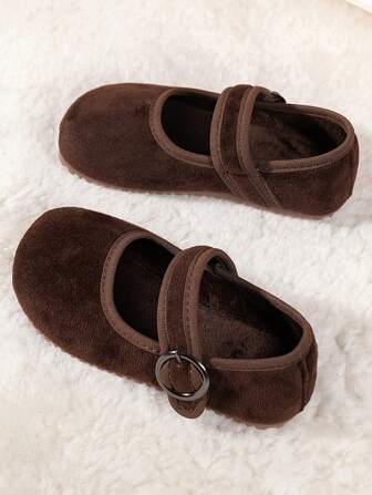 1 双冬季必备防滑加绒玛丽珍鞋扣闭合式鞋头设计时尚公主风平底女童3-12岁加绒玛丽珍鞋适合室内外日常穿着