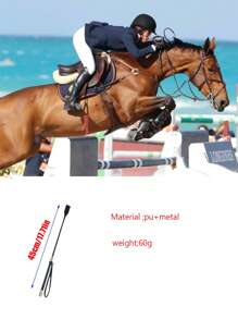 1 件 PU 皮革马鞭，柔软马术鞭，带防滑编织手柄和腕带，马术训练配件 - 彩色 - 查看 6