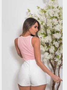 Gringa Premium Ribbed Tank Top - Màu Hồng baby - Xem 5