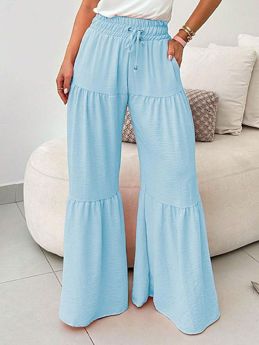 Women's Wide Leg High Waisted Pantaloons In Duna - 淺藍色 - 查看 1