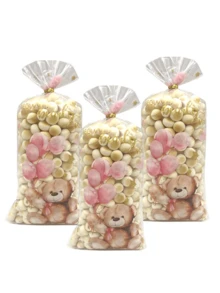 50 Túi kẹo in hình gấu bông, Túi đựng tiệc cưới, Túi đựng quà tiệc sinh nhật, Túi đựng kẹo bánh quy ăn nhẹ OPP Túi phẳng - Nhiều màu - Xem 4